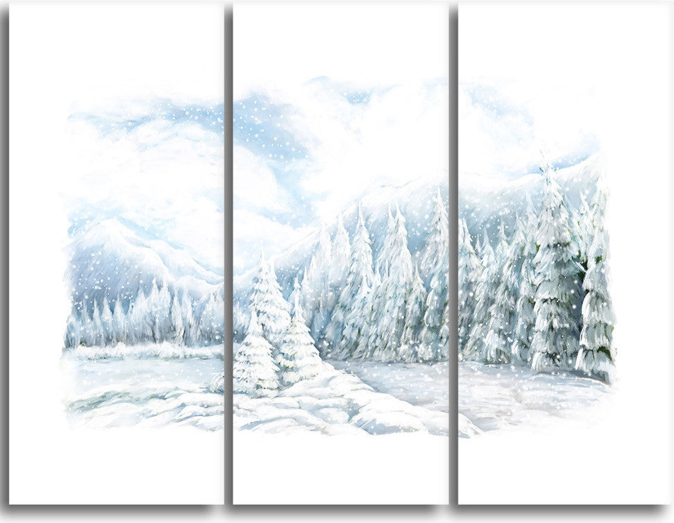 "Christmas Winter Happy Panorama" Metal Wall Art, 3 Panels, 36"x28"