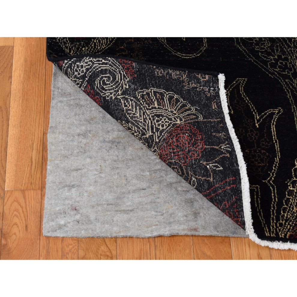Neutral Black, Modern Design, Hand Knotted Pure Wool Oriental Rug, 8'1"x10'