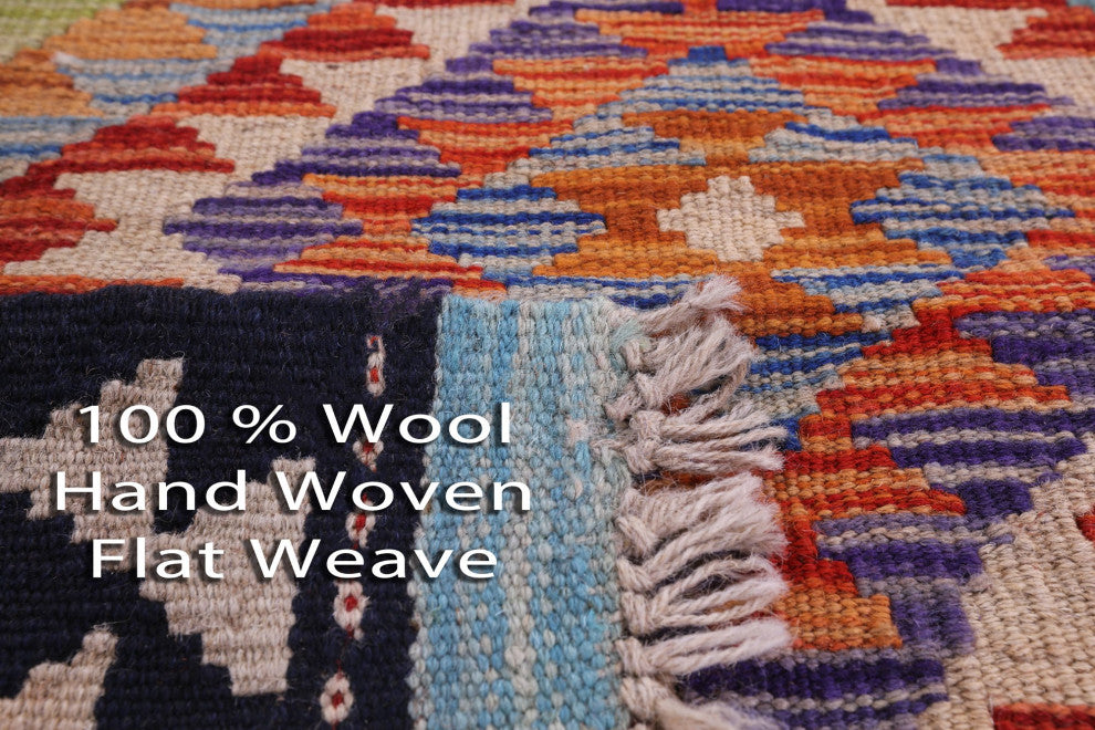 4' 3" X 6' 0" Reversible Flat Weave Kilim Wool On Wool Rug Q9488