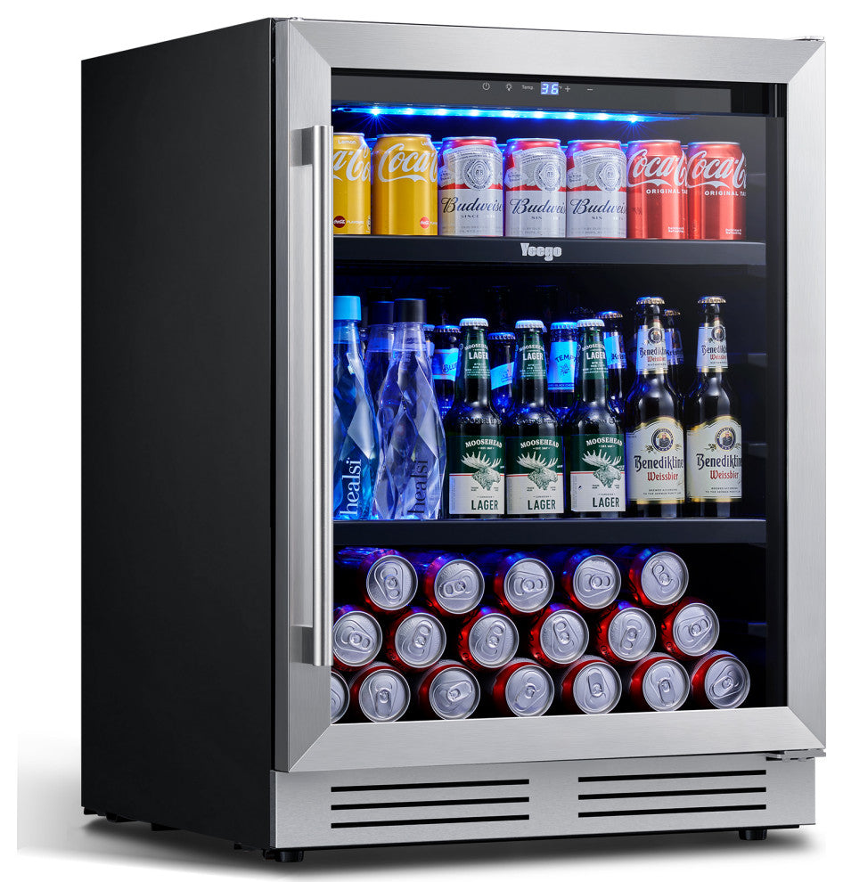 Yeego24" Refrigerators Beverage Cooler Cellar Cooling 180 Cans  Built- in