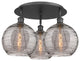Ballston-Athens Deco Swirl 3-Light 22" Flush Mount, Matte Black, Light Smoke
