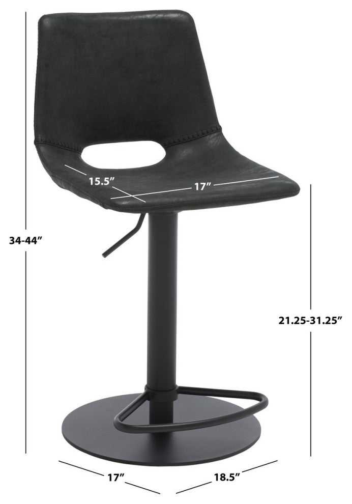 Safavieh Freya Gas Lift Bar Stool, Black