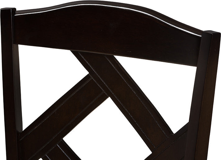 Ruth Modern Beige Fabric and Dark Brown Finished Dining Chair, Set of 2