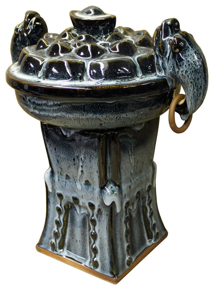 Blue Glaze Ceramic Dragon Ingot Ding Shape Figure cs2441