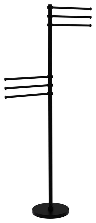 Towel Stand with 6 Pivoting 12" Arms, Matte Black