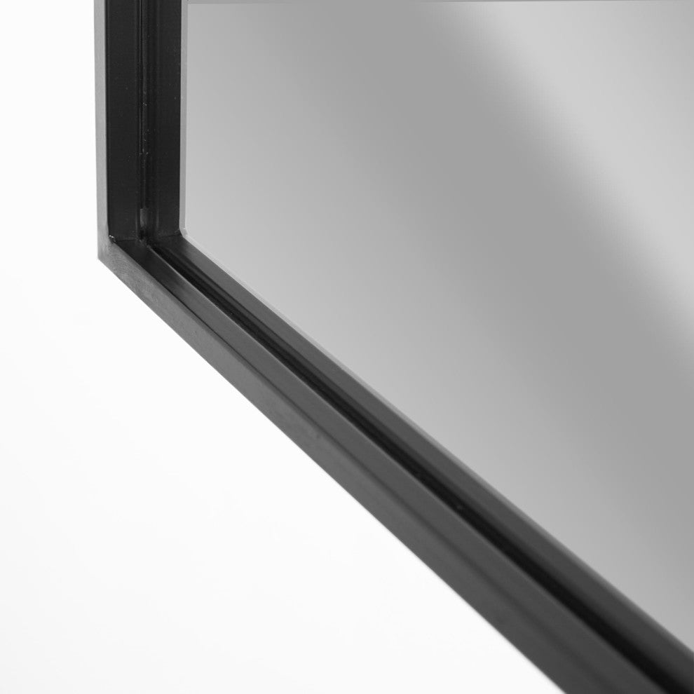 Black Metal Frame Rectangle Vanity Wall Mirror with Shelves - 18" x 24"
