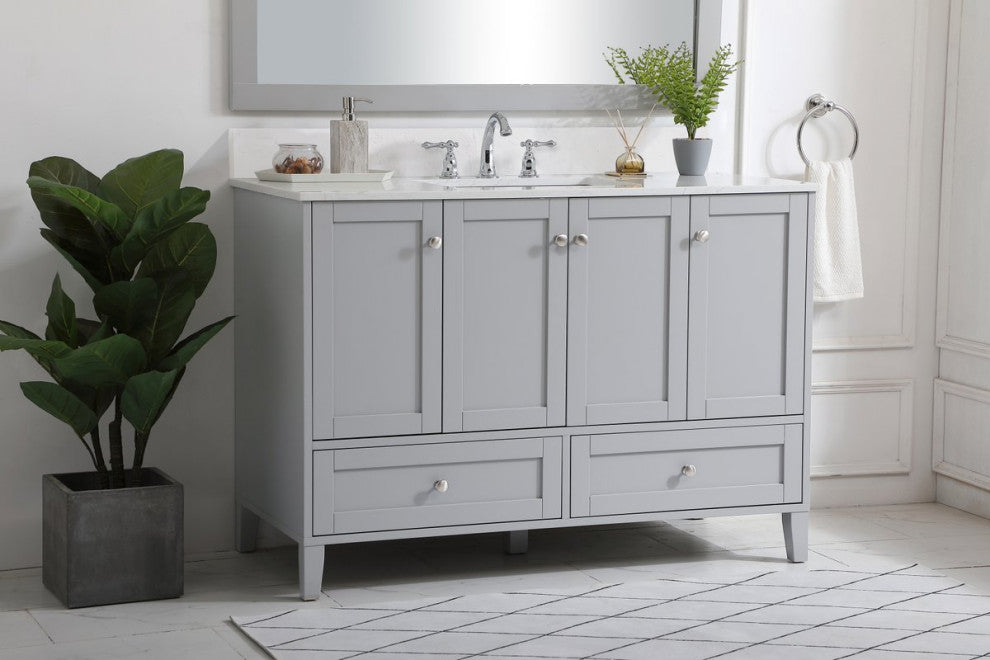 Sadie 48" Single Bathroom Vanity, Gray With Backsplash