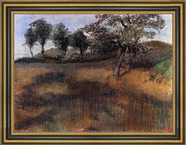 Edgar Degas Plowed Field Framed Premium Canvas Print, 24"x18'