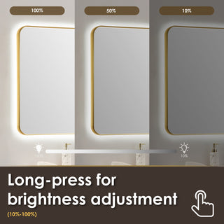 Dazzle Rectangular Bathroom/Vanity LED Lighted Wall Mirror, Brushed Gold, 36"