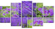 Blue Spring Flowers Collage, Floral Canvas Art Print, 60"x32", 5 Panels