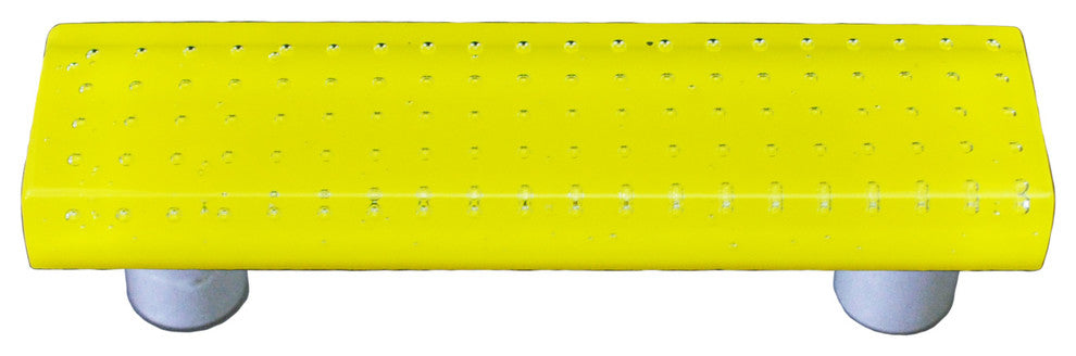 Art Glass Rectangle Pull, Alum Post, Bubbles Sunflower Yellow