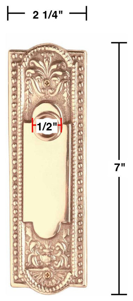 Door Back Plate Brass Escutcheon Cover with Doorknob 7 1/4" L Tarnish Resistant