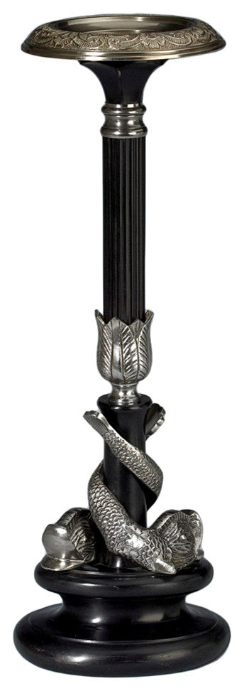 Brass Twisted Dolphin Design Candle stand, Silver And Black Finish