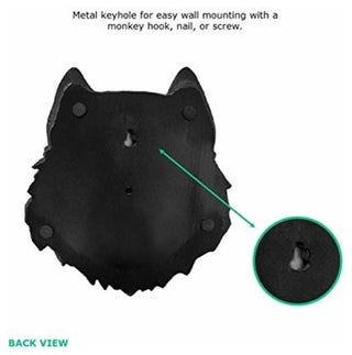 Mounted Resin Wolf Head, Black, Mini