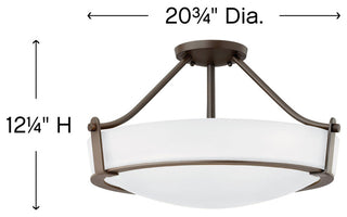Hinkley Hathaway Medium Semi-Flush Mount, Olde Bronze With Etched White Glass