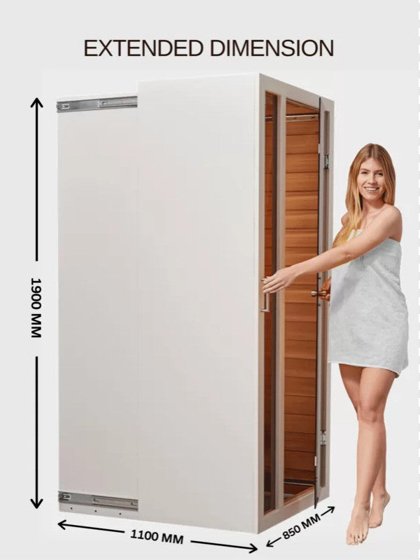 Extendable Indoor FAR Infrared Heating Sauna Bluetooth, White, 1-Person