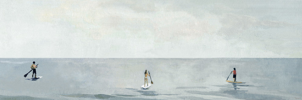 "Serene Paddle Boarding" Painting Print on Wrapped Canvas, 30"x10"