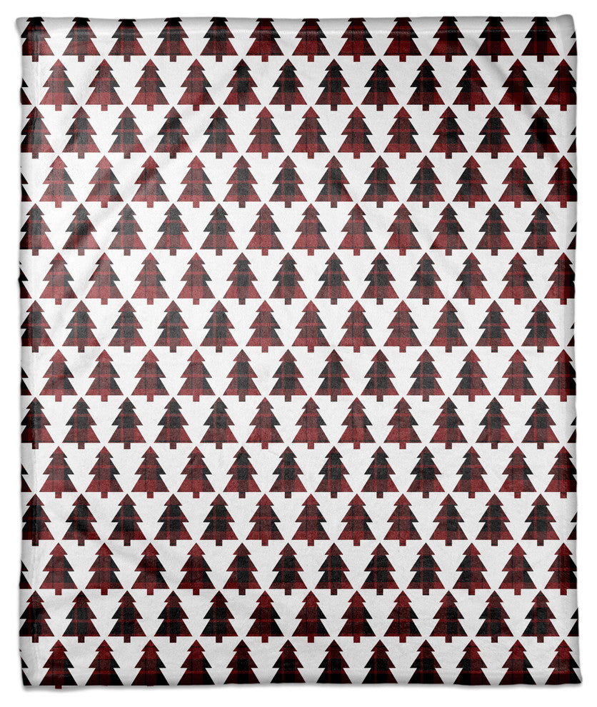 Plaid Tree 50x60 Coral Fleece Blanket