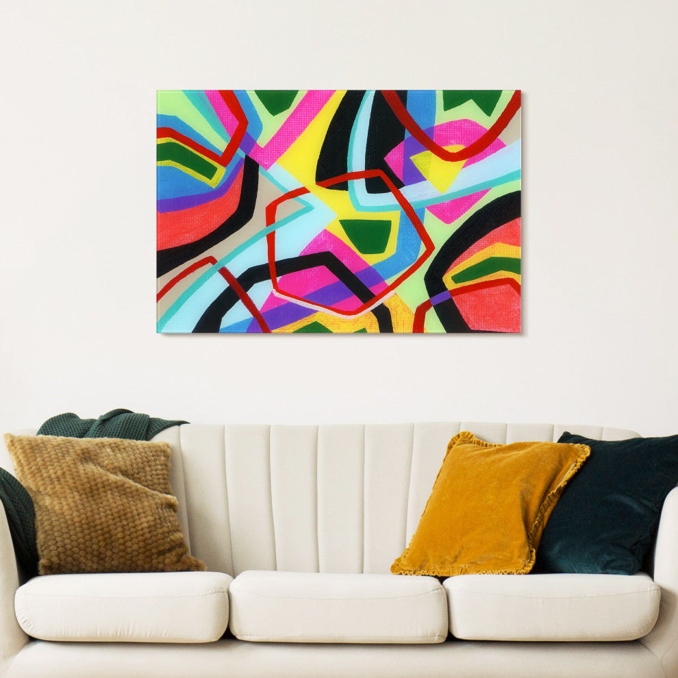 "Bold Shape Shift II" Frameless Free-Floating Reverse Printed Tempered Art Glass