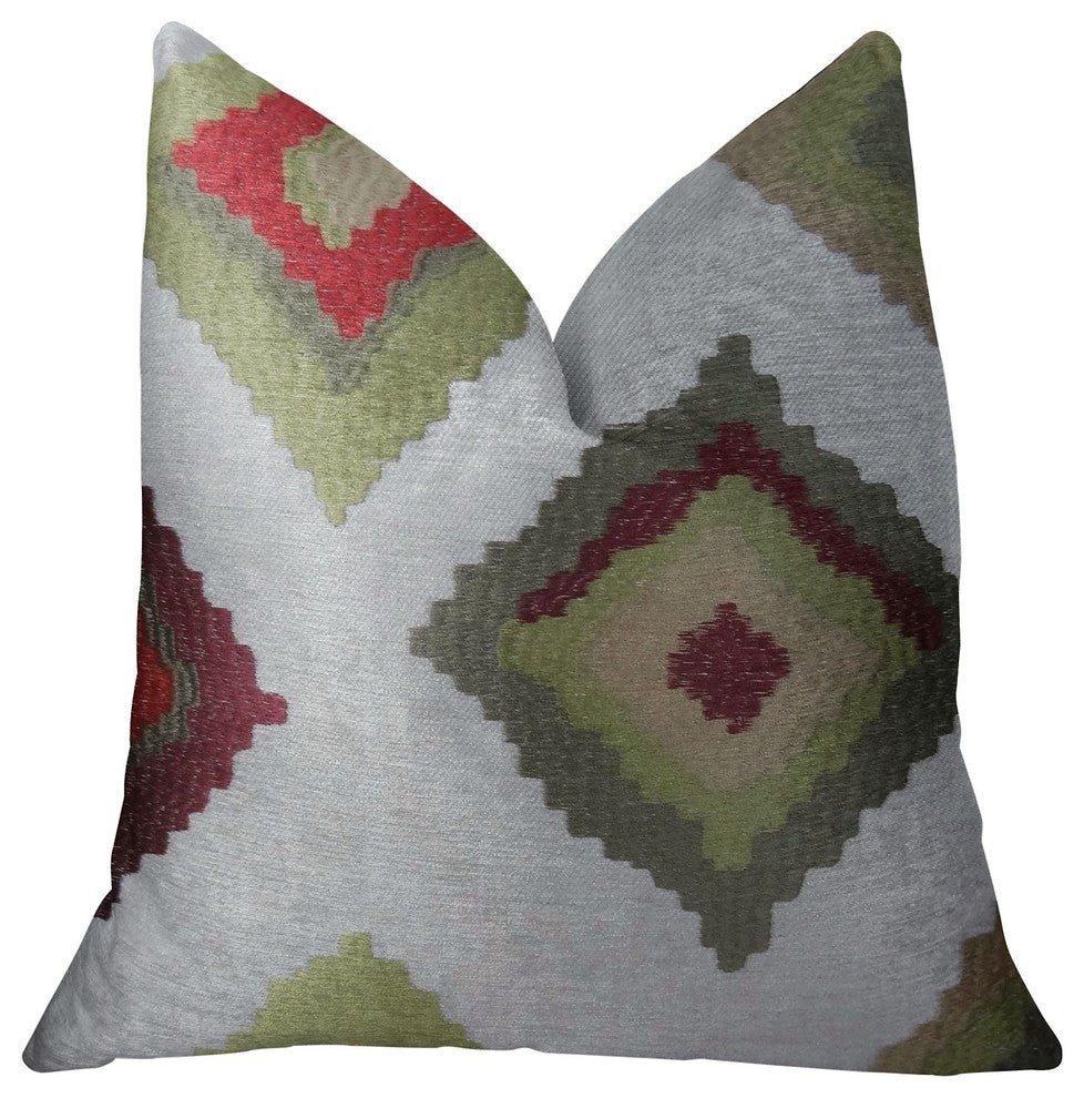 Earth Crust White Green and Red Handmade Luxury Pillow, 20"x36" King