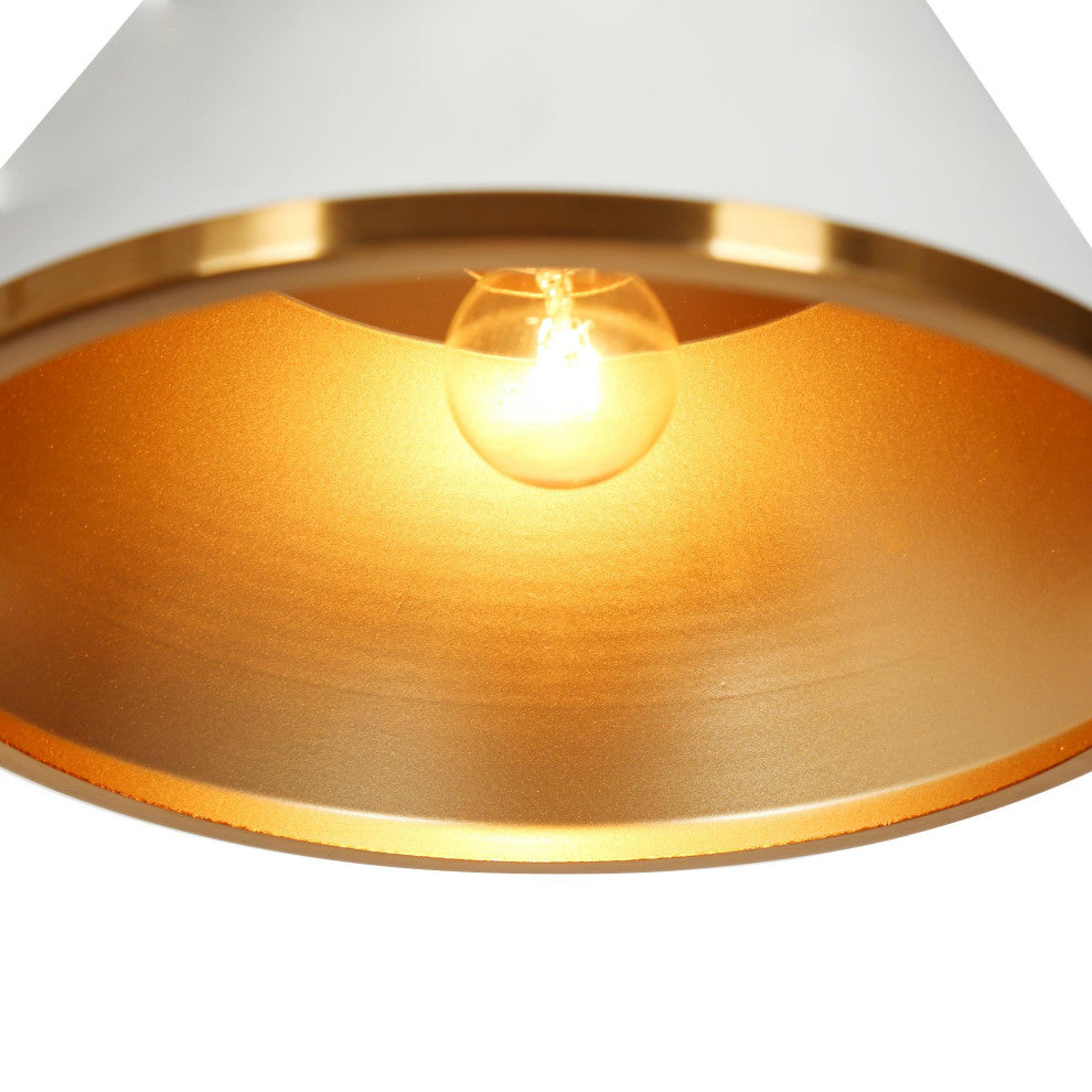 LNC 3-Light Polished Gold and White Modern Linear Kitchen Island Light