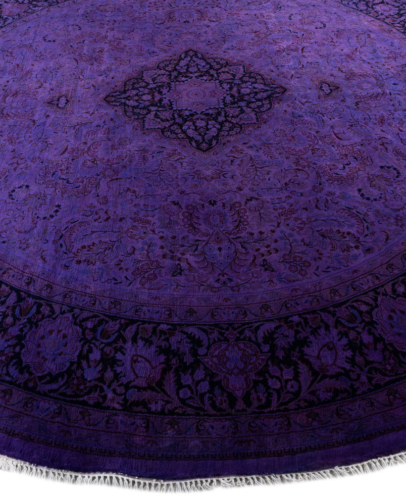Overdyed One-of-a-Kind Hand-Knotted Area Rug Purple, 8' 7" x 8' 9"