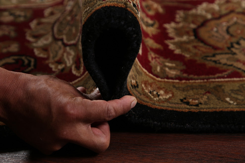 Agra Indian Hand-Knotted Area Rug Oriental Traditional, Black, 10'3"X8'0"