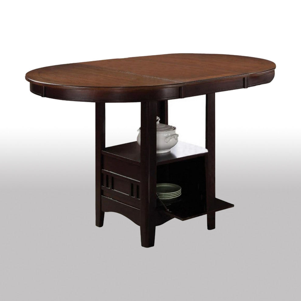 Wood Counter Height Table, Light Chesnut and Espresso