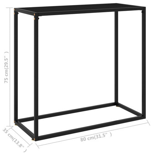 vidaXL Console Table Black 31.5" Tempered Glass End Side Accent Hall Table