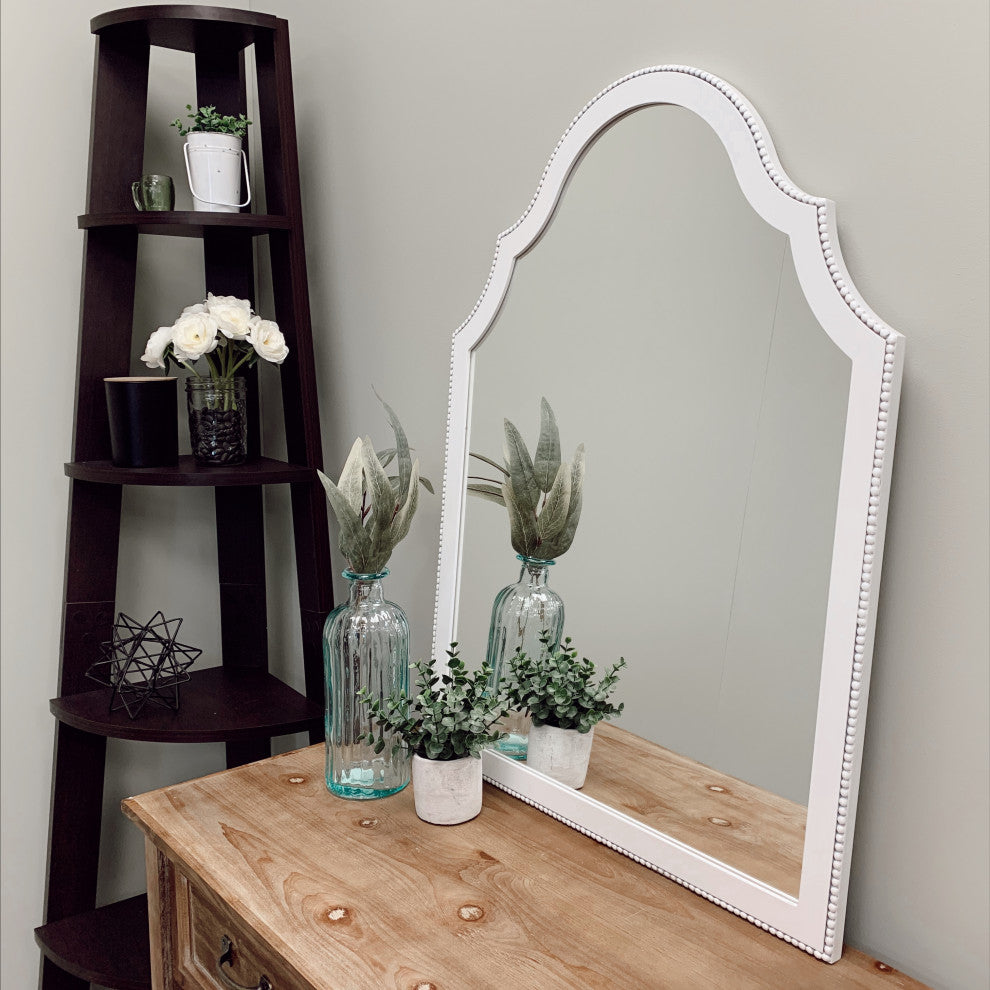 Vienne Framed Vanity Mirror, Peaks Cathedral, 24.4"x32.4", Linen White