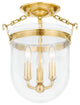 Rousham 3 Light Semi Flush, Aged Brass