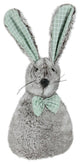 12" Gray and Green Plush Rabbit With Green Bow Tie Easter Decoration