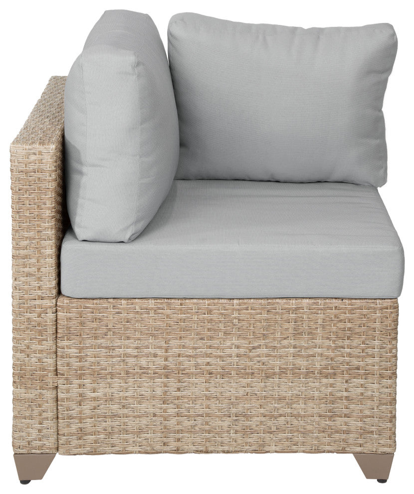 Maui 5-Piece Outdoor Modular Conversation Set, Natural Aged Wicker, Stone
