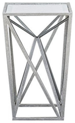 Zee Silver Angular Mirror Accent Table, Gold, Silver
