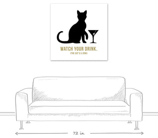 Designs Direct Creative Group Jerk Cat Martini 36x36 Canvas Wall Art