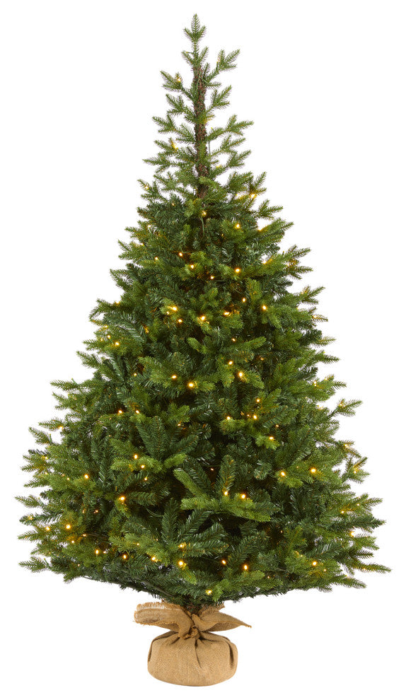 6' Fraser Fir Natural Look Faux Xmas Tree W/Lights Base & Bendable Branches
