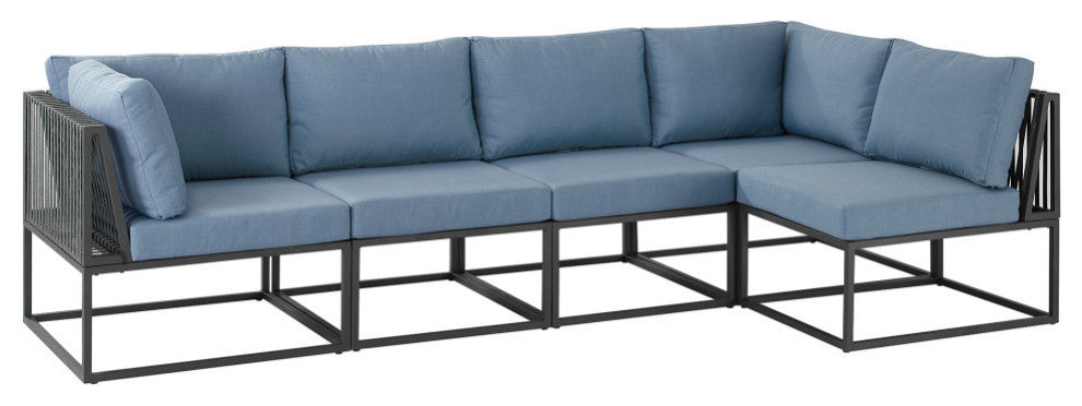 5-Piece Outdoor Cord Modular Sectional - Blue