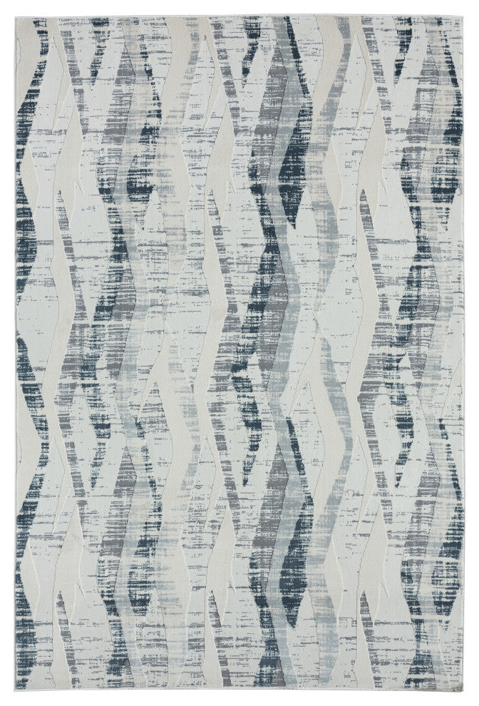 Abani Aspen Collection ASP120A Contemporary Beige Blue Geometric Area Rug