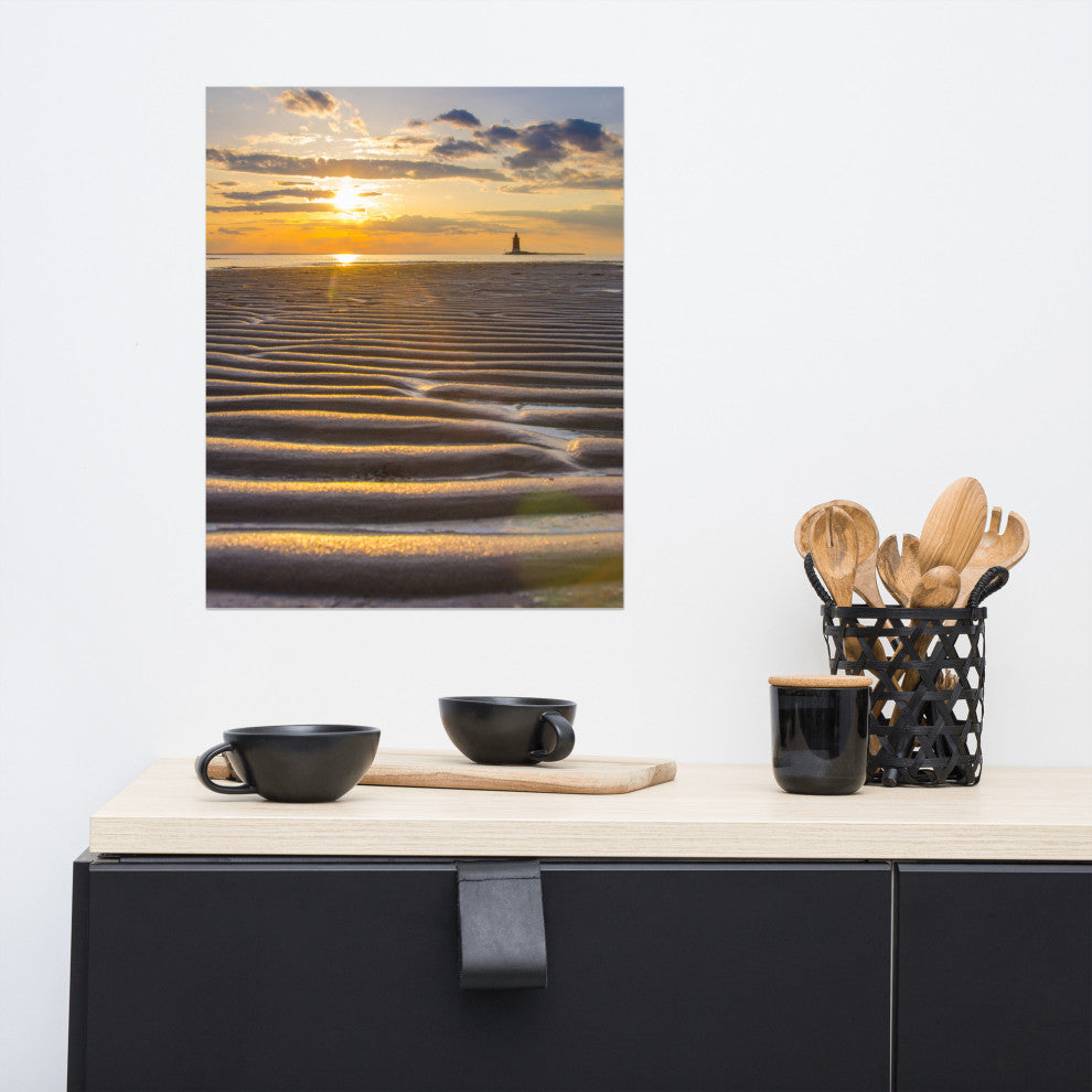 Sandbars Landscape Photograph, Beach Unframed Wall Art Print, 16" X 20"