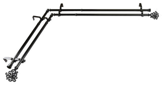 Fabritio 13/16" Double Corner Window Curtain Rod, Black, 48-84"
