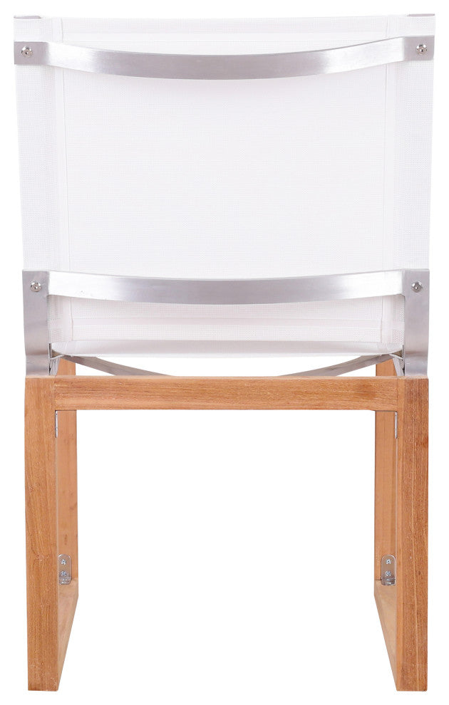 Tulum Waterproof Fabric Mesh Outdoor Patio Dining Side Chair, Off White, Side Chair