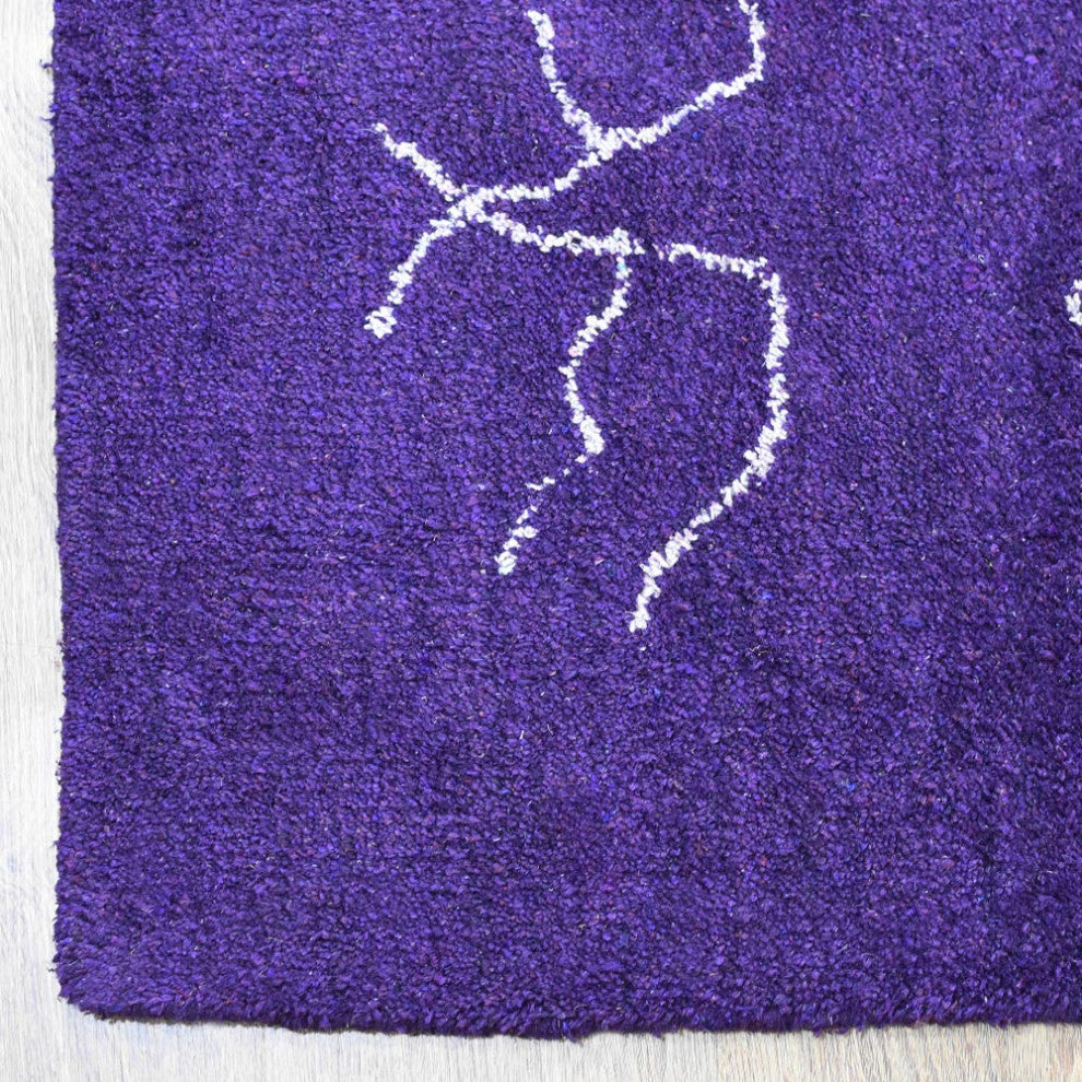 HAND KNOTTED LOOM SILK ECO-FRIENDLY RUG-9'x12',Rectangle,Purple White,Contempora