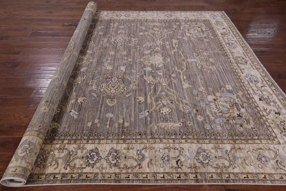 8' 5" X 9' 10" Natural Peshawar Hand Knotted Rug Q4426