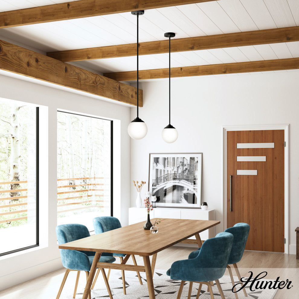 Hepburn Matte Black, Cased White Glass 1 Light Mini Pendant Ceiling