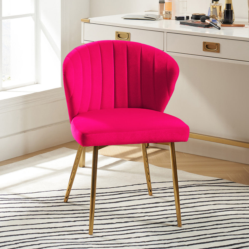 Luna Contemporary Side Chair With Tufted Back, Fuchsia