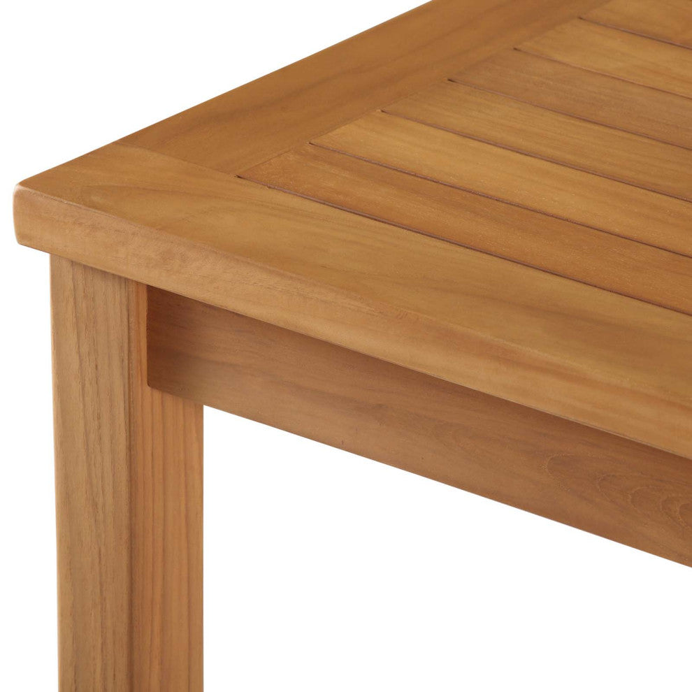 Lounge Coffee Table, Rectangular, Wood, Brown Natural, Modern, Outdoor Patio