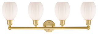 Eaton 4-Light 33" Bath Vanity Light, Satin Gold Finish, Matte White Shade