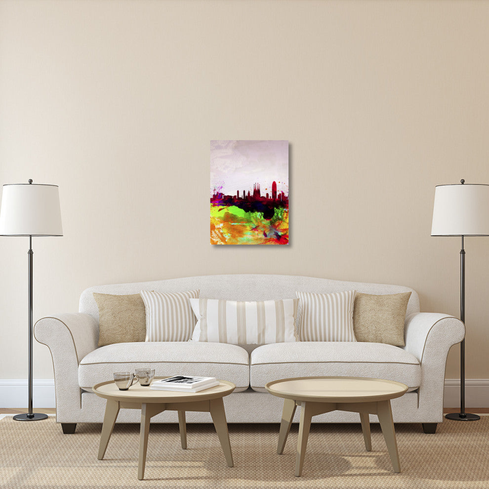 "Barcelona Watercolor Skyline" Fine Art Print