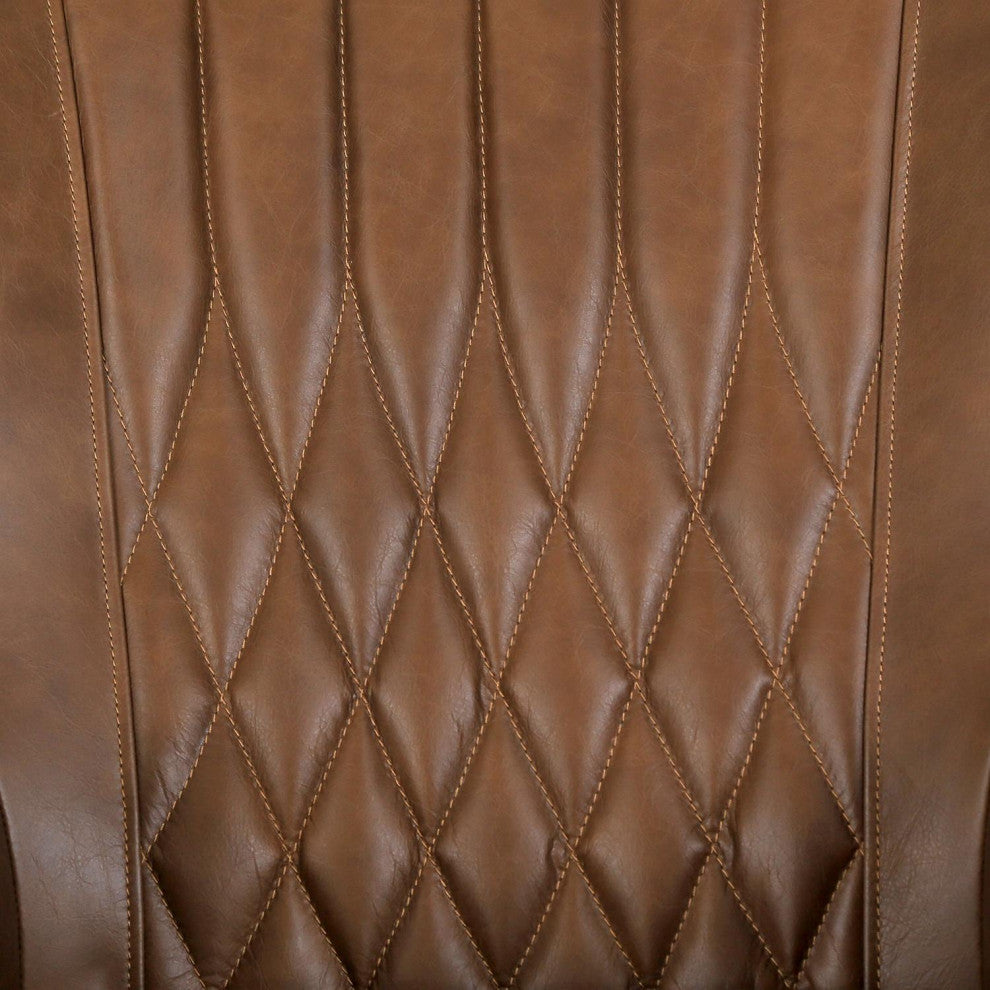 Pasargad Home Harrison Top Grain Leather Upholstered Wing Chair, Brown