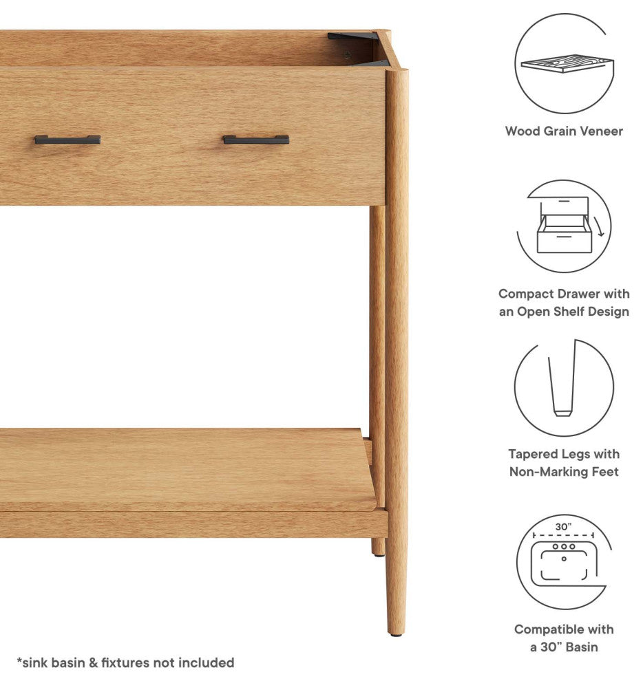 Zaire 30" Bathroom Vanity Cabinet (Sink Basin Not Included) - Natural